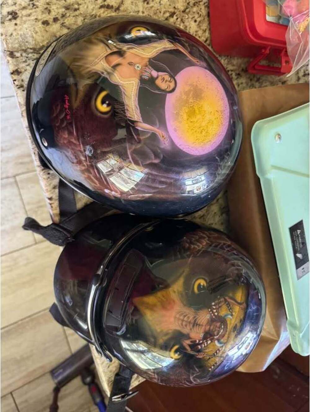 DOT APPROVED HIS/ HER MOTORCYCLE HELMETS AIRBRUSHED NATIVE AMERICAN DESIGN